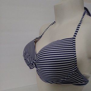 Ree Bees Navy Blue White Striped Push up Swim Top Size L